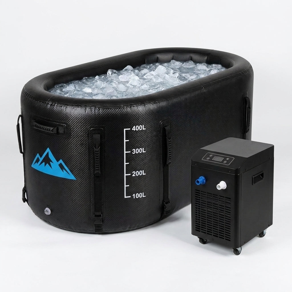 Cold Plunge Tub, 248 Gallon, 1 Horsepower, Heavy-Duty Ice Bath Tub for Athletes with Hot & Cold, Portable Inflatable Plunge Chiller with Water Treatment Kit, Immersion Therapy, Wifi (Black, 1 Set) — Studio Shot