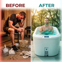 Cold Plunge Tub Engineered for Hot & Cold Therapy, 61 Gallon Capacity, 77x31.5x30 Inches, Wellness Recovery — Before & After