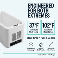 Cold Plunge Tub Engineered for Hot & Cold Therapy, 61 Gallon Capacity, 77x31.5x30 Inches, Wellness Recovery — Results & Stats