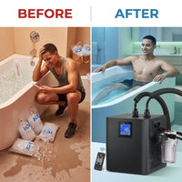 Ice Bath Water Chiller, 1/3HP Cold Plunge Chiller with External Filter, Filter Pad, and Pump, Remote Control Water Chiller, for Home and Professional Use — Before & After