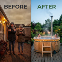 Wood Fired 4-Person to 5-Person 0-Jet Hot Tub and Ice Bath with Internal Stove Pine — Before & After
