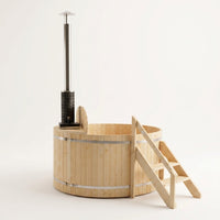 Wood Fired 4-Person to 5-Person 0-Jet Hot Tub and Ice Bath with Internal Stove Pine — Studio Shot