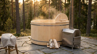 Wood Fired 4-Person to 5-Person 0-Jet Hot Tub and Ice Bath with Internal Stove Pine — Lifestyle