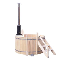 Wood Fired Hot Tub Engineered for Year Round Use, 4-5 Person Capacity, Pine Construction, Internal Stove
