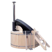 Wood Fired Hot Tub Engineered for Year Round Use, 4-5 Person Capacity, Pine Construction, Internal Stove